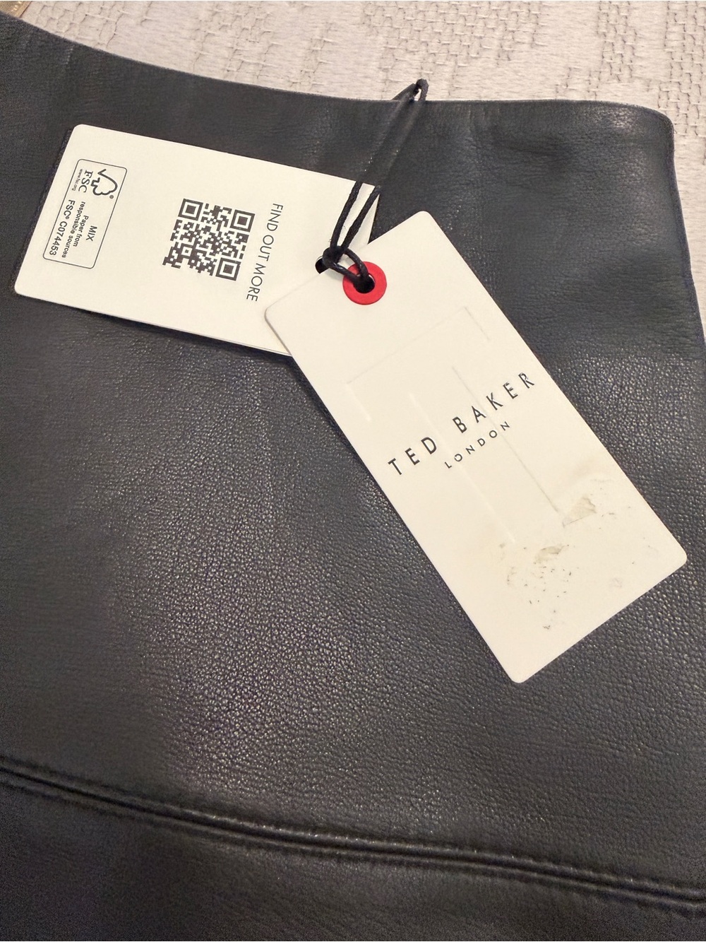Ted Baker Black Leather A-Line Skirt - Picture 2 of 5